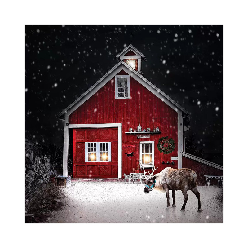 Winter Night Reindeer by Karen Burke - Wrapped Canvas Print, 30.48cm H x 30.48cm W x 1.905cm D