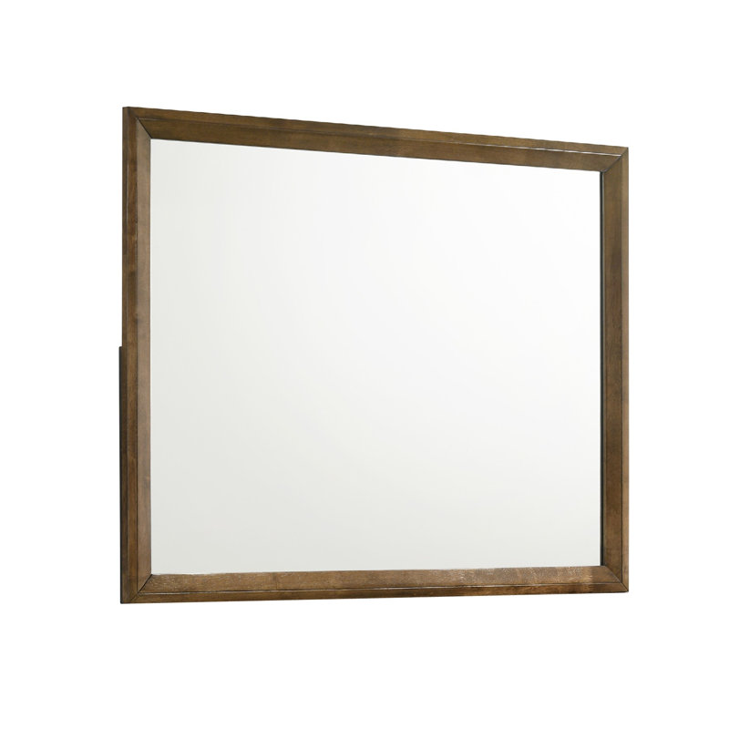 Lary Dresser Mirror, 45 Inch Rectangular Frame, Walnut Brown Okume Veneer