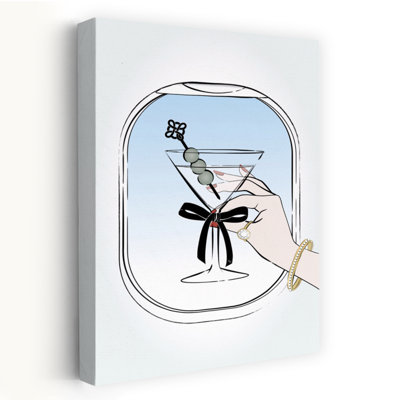 Sky High Martini Elegant Modern Vintage Portrait Wall Art Print