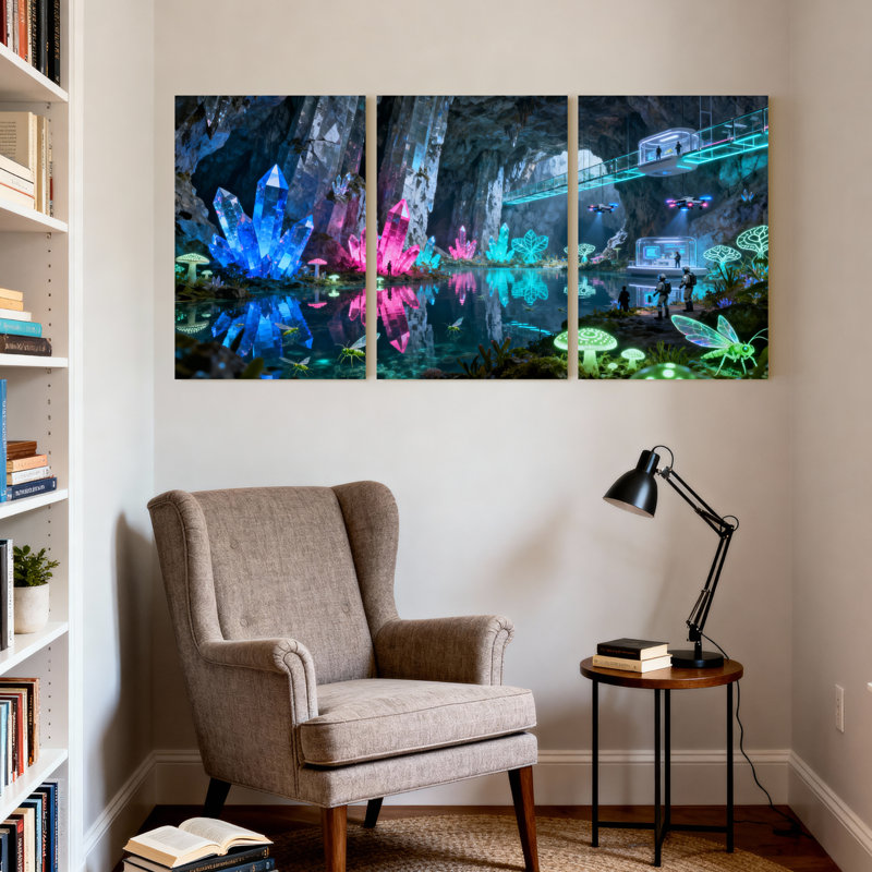 Ensemble de 3 impressions sur toile Fantasy Bridge, H 18 po x l 36 po