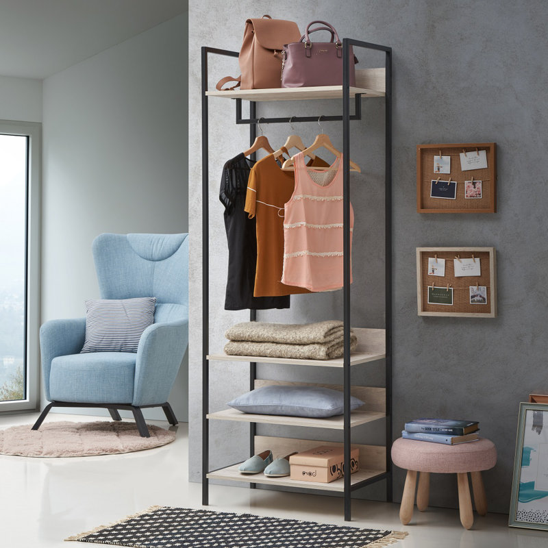 Zaira Manufactured Wood Wardrobe, 180 cm H x 63.8 cm W x 40 cm D, Ash Oak