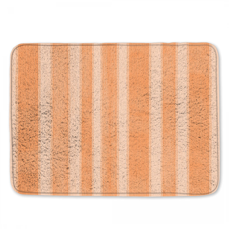 Tapis de bain orange à rayures verticales, L 34 po x L 21 po
