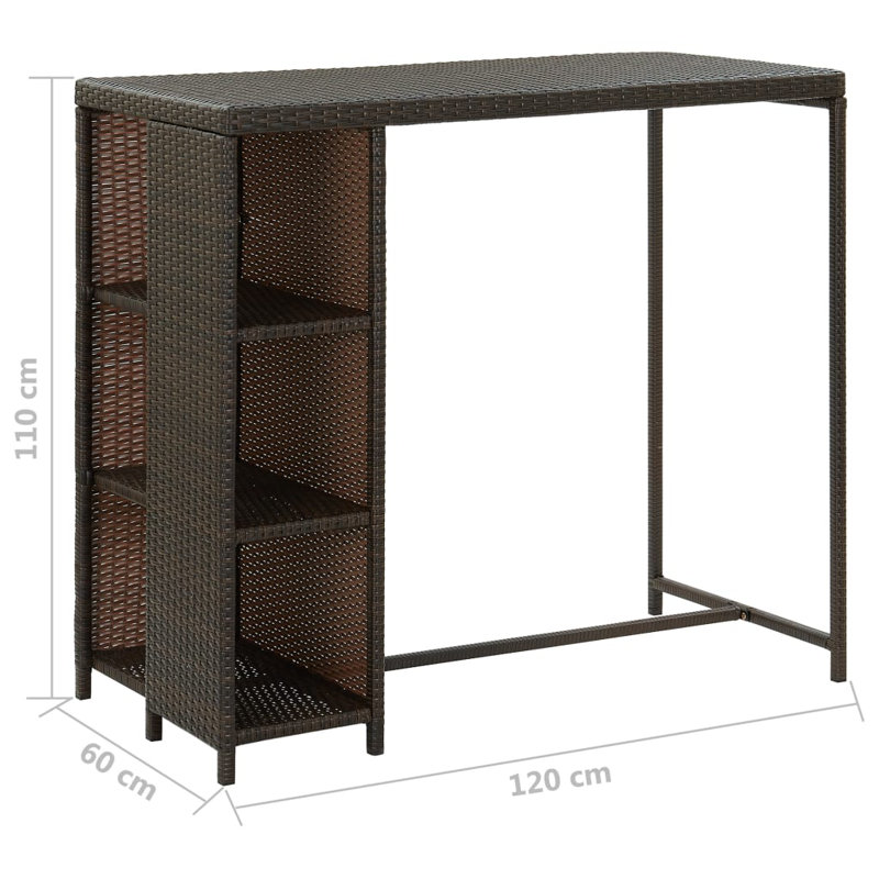 Gardette Rattan Bar Table, Brown
