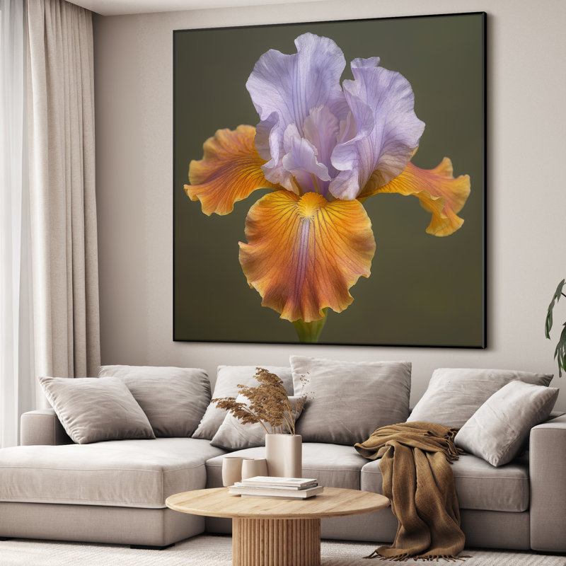 Très grande reproduction d'art sur toile - Fleur, art floral moderne, décoration pour le salon ou la chambre à coucher - «Assemblage requis du cadre (cadre non fini)»