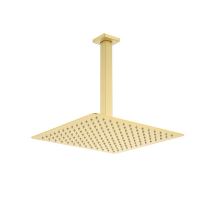 Pomme de douche écoénergétique - Haute pluie, acier inoxydable doré brossé, salle de bain, buse autonettoyante, convient à toutes les douches standard de salle de bain dorées, économiseur, bras