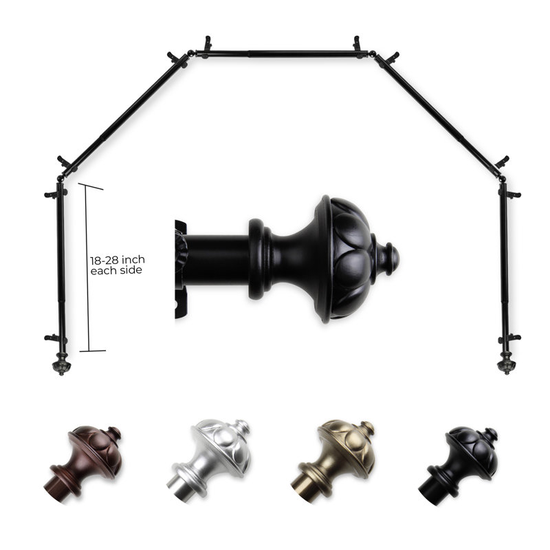 Tringle à rideaux simple ajustable Blondene, Noir, 28 po à 48 po (chaque côté)