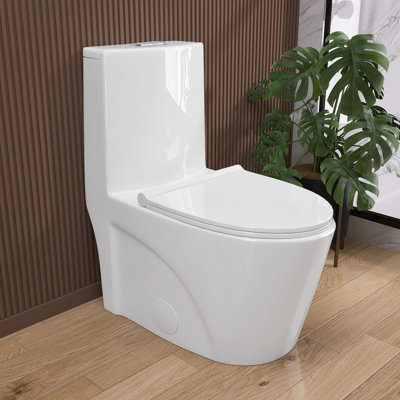 One-Piece Toilet 1.1/1.6 GPF Dual Flush Elongated With Chair Height Toilet In White Soft Close Seat Included