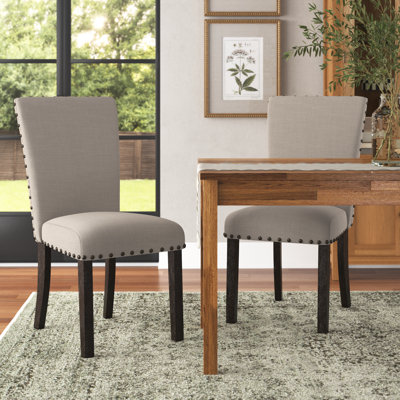 Chasteen Linen Upholstered Side Chair in Ivory
