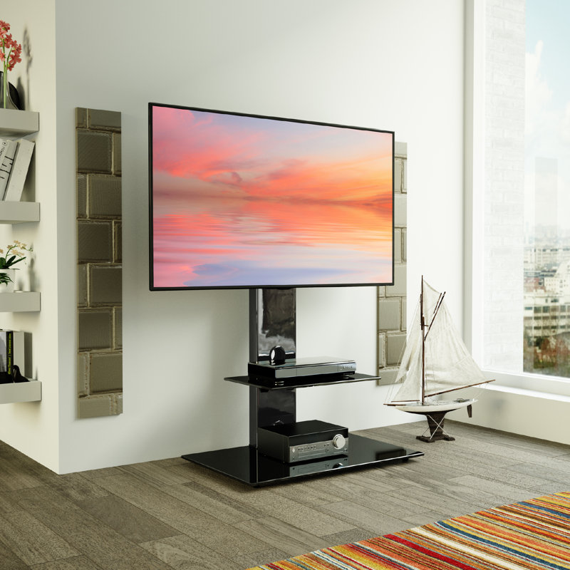 Aketzalli Latitude Run® Single Screen Floor Stand Mount, Black