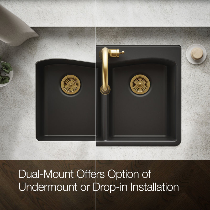 Kennon 33" L x 22" W Double Basin Dual Mount Kitchen Sink, Matte Black