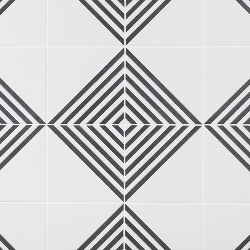 Script Stripe Negative 7.87 in. x 7.87 in. Matte Porcelain Floor and Wall Tile (11.19 sq. ft./Case), White