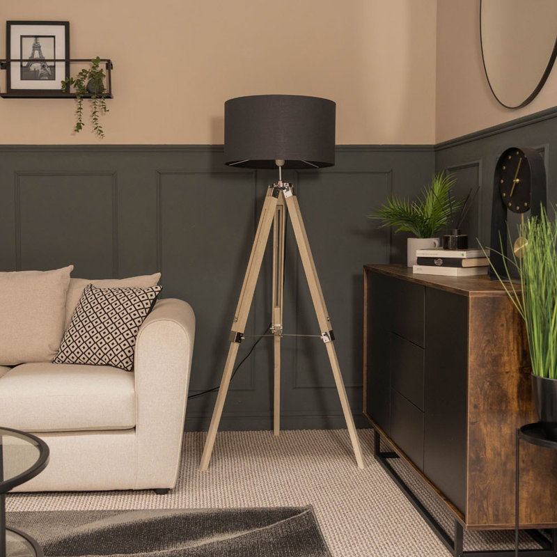 127.5cm Tripod Floor Lamp, Light Brown, Grey