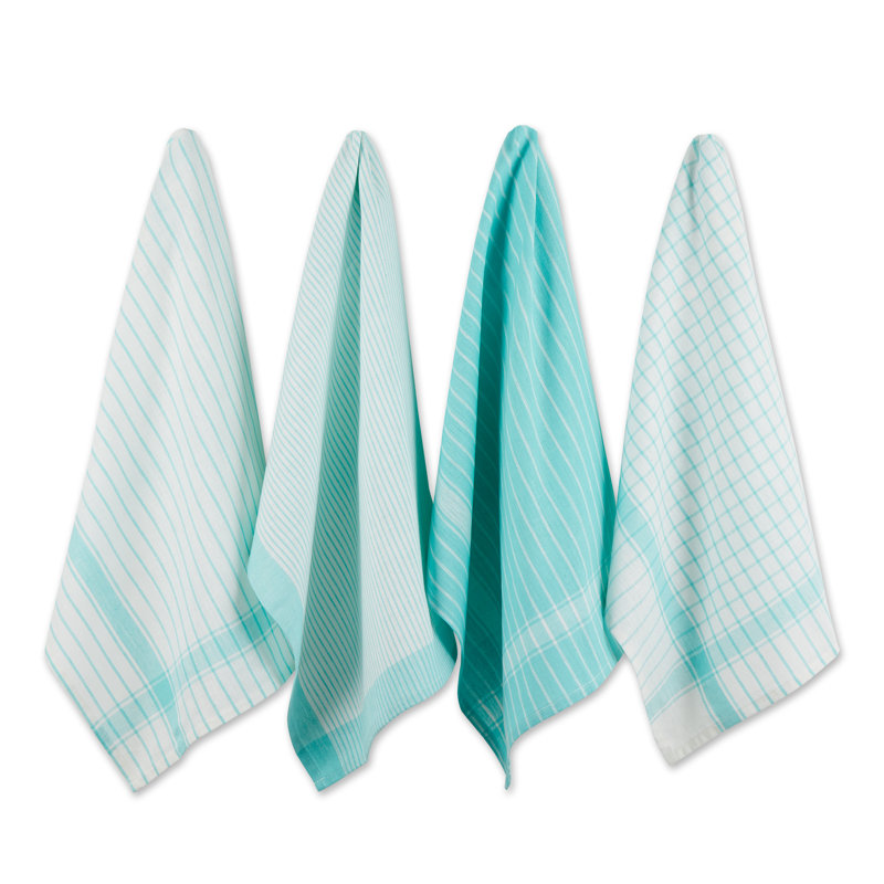Cotton Stripe Tea Towel Kitchen Towel, Aqua