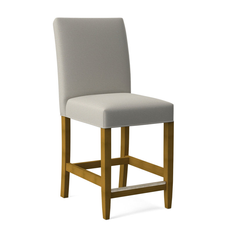 Manhattan Upholstered Stool with Solid Wood Frame, Bisque Finish, White Performance Fabric; 0851-94