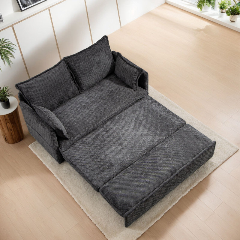 59.5" Convertible Sofa Bed 2-in-1 Upholstered Reclining Sleeper Sofa Couch Bed with Side Storage and USB/C-TYPE