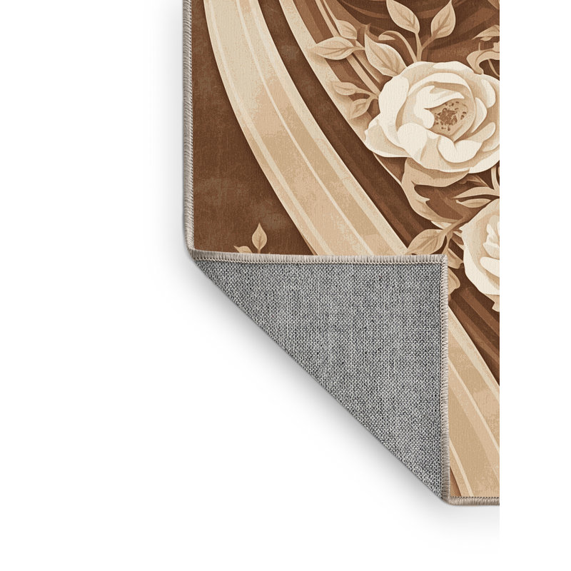 Tapis beige chic et luxueux lavable à la machine Joyce Aphrodite - reliure beige, 8 x 12