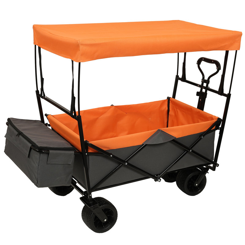 Chariot pliable avec auvent 480Lbs, Orange / gris