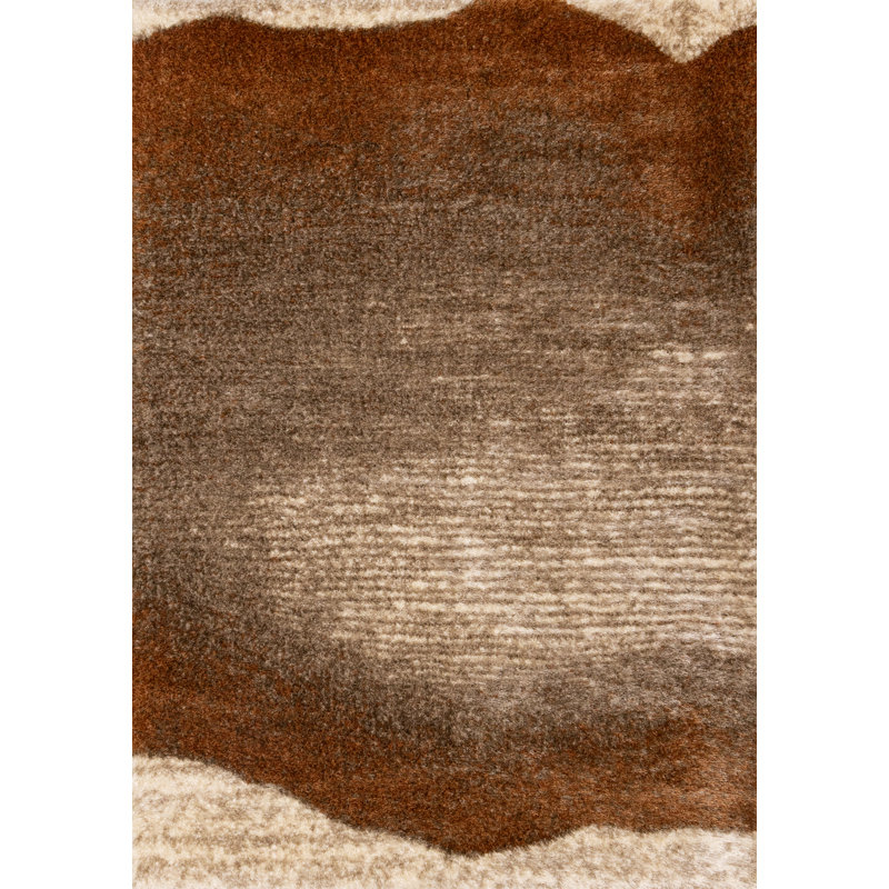 Tapis d'intérieur brun clair et rouille Jacylyn, Rectangle 5 pi 3 po x 7 pi 7 po