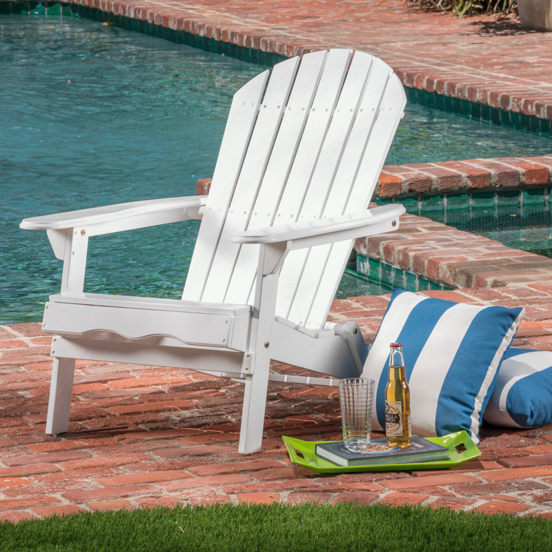 Chaise Adirondack d'extérieur en bois avec accoudoirs, Blanc