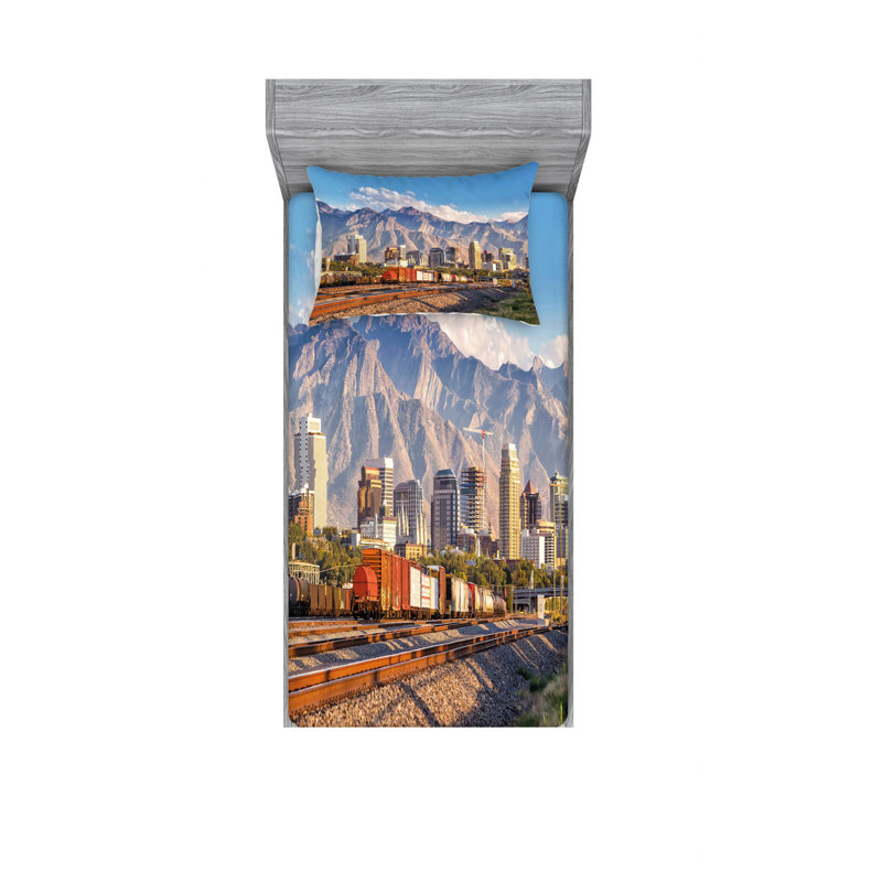 Ensemble de draps Downtown Salt Lake City, Ensemble de draps pour lit simple avec drap-housse