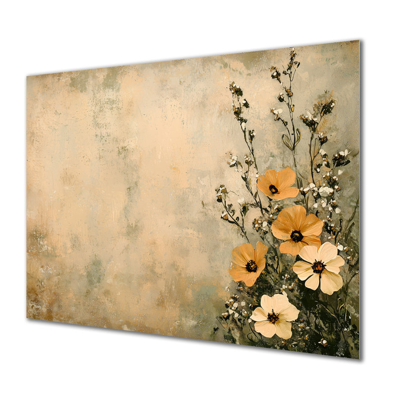 «Minimal Desert Blossom Daisy Glow», marguerite, impression murale sur métal, H 24 po x l 32 po x P 0,84 po