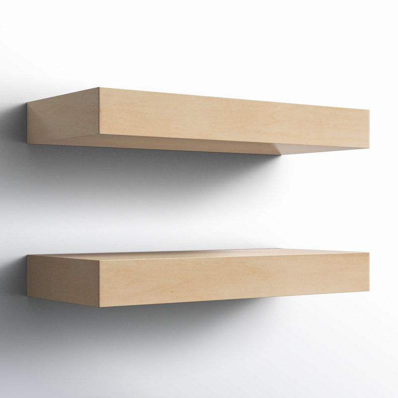 Jeremiah Wood Picture Ledge Floating Shelf, 2.3" H x 18" W x 8" D, Natural