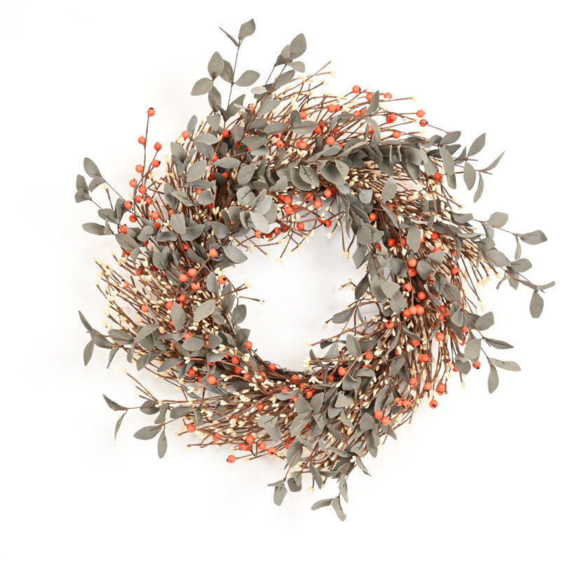 Grande couronne de fleurs artificielles 26 po