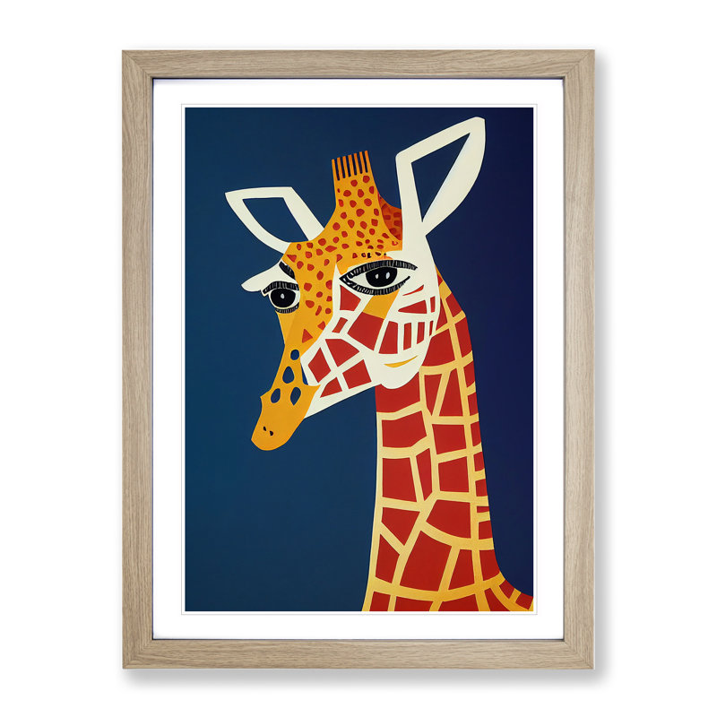 Giraffe Art No.4 - Wall Art, 46cm H x 34cm W x 2cm D, Oak