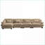 Canapé modulaire en velours en L convertible 4 places avec accoudoirs et amp; Coussins | Chameau | Velours-2112766740