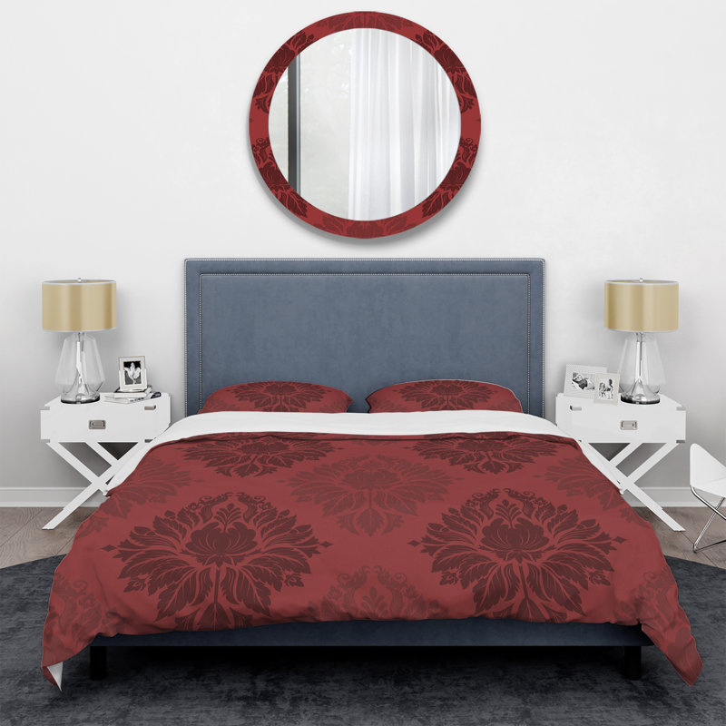 Damas rouge - ensemble de housse de couette abstrait - microfibre de polyester