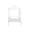 Lit superposé simple contemporain avec design de maison, finition blanche, angle, structure métallique complète, cadre de toit pour chambre à coucher - construction en forme, cadre, utilisation