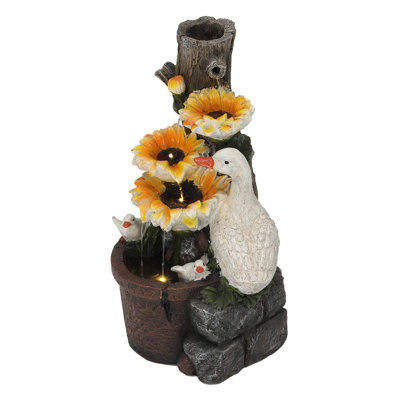 Handcrafted Weather Resistant Sculptural Fountain with Lights