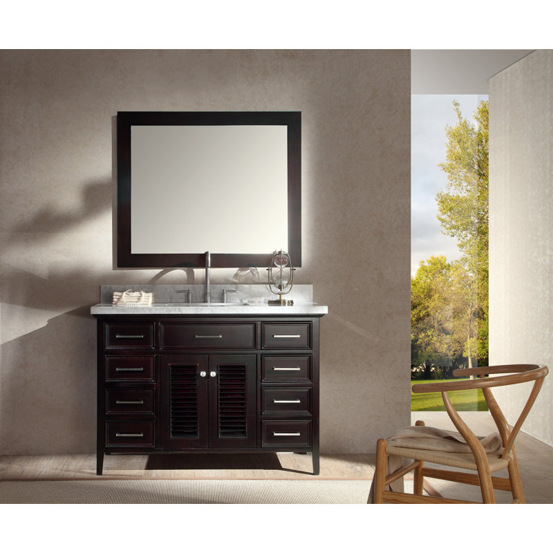 Ensemble de meuble-lavabo de salle de bain simple avec miroir 49 po Hamil, Espresso