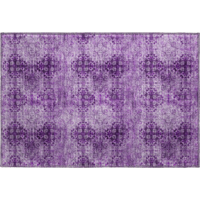 Premium Machine Washable Cerrito AMF557 Eggplant Rug