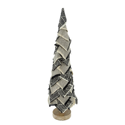 Cône de tissu multi-appliques D5.5X23 "avec base en bois