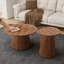 Ensemble de 2 tables basses rondes, grandes et petites tables centrales et d'appoint en bois, finition noyer moderne pour le salon et le bureau