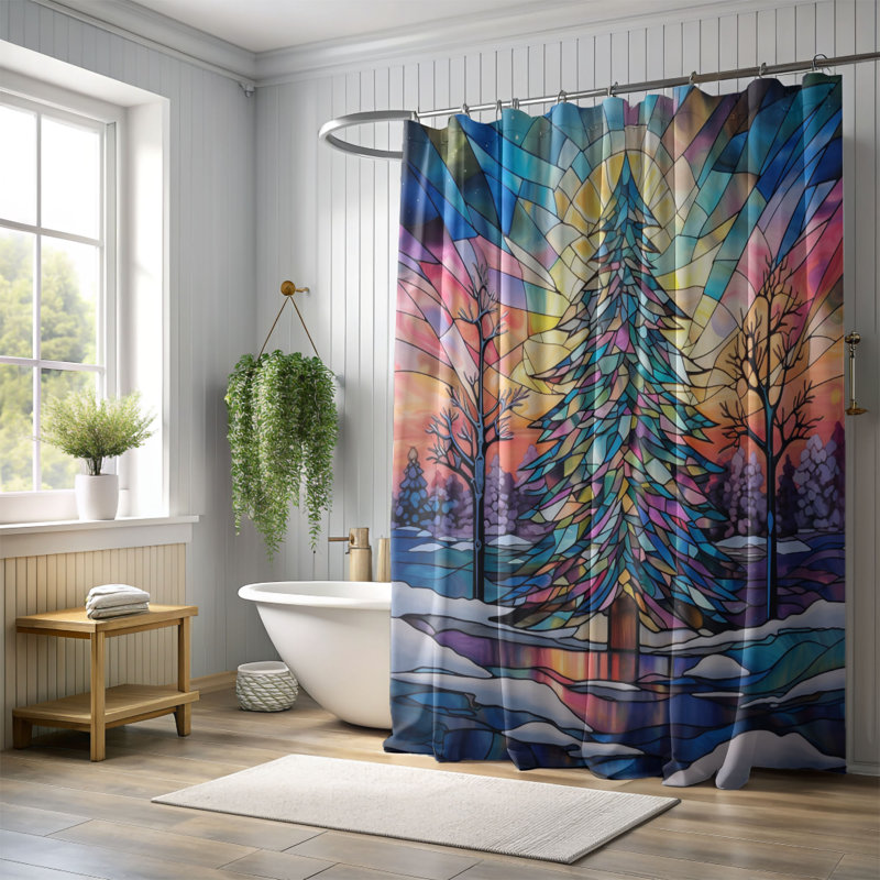Rideau de douche en verre 1 pièce, H 74 po x l 71 po