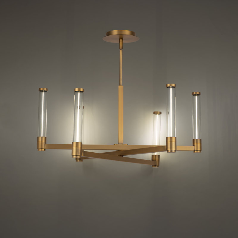 Jedi 6 - Light LED Chandelier, Aged Brass