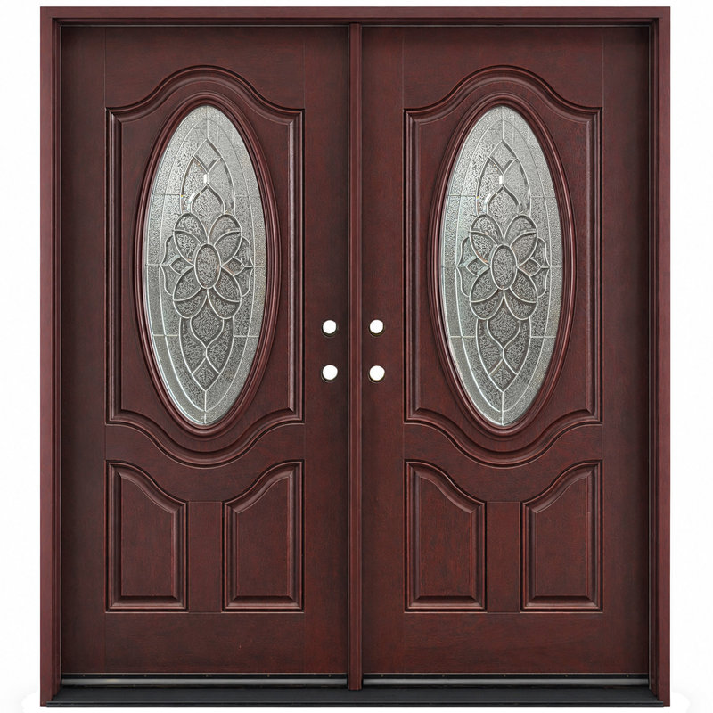 Porte d'entrée extérieure pré-suspendue en fibre de verre, H 80 po x l 72 po x P 1,75 po, Droite
