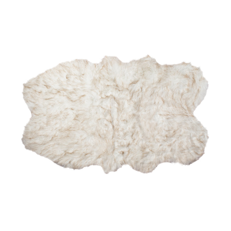 Laperle Gradient Tan Faux Sheepskin Fur Area Rug, 4' x 6'