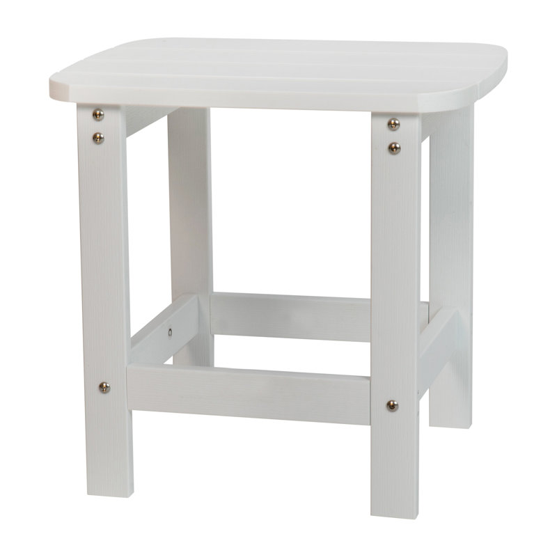 Baltazar All-Weather Poly Resin Wood Adirondack Rocking Chairs with Side Table, White