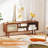Modern Tv Stand Entertainment Center Media Console With Rattan Glass Sliding Doors Brown