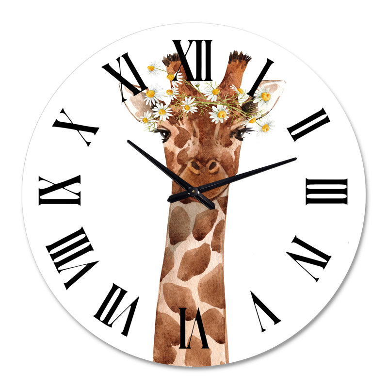 Portrait d'une girafe - horloge murale, Surdimensionné