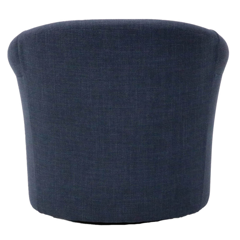 Anstett Upholstered Swivel Barrel Chair, Navy Polyester Blend