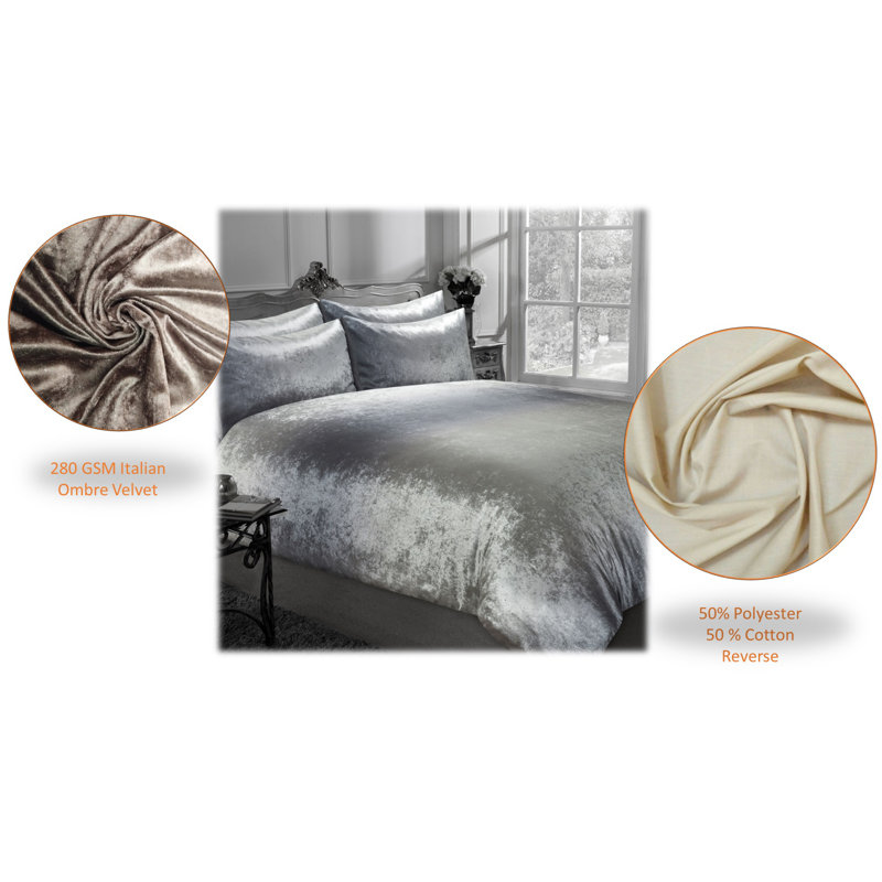 Rolisha Cotton Blend Ombre Duvet Cover Set with Pillowcases Included, Mink - Silver, Super King + 2 Standard Pillowcases