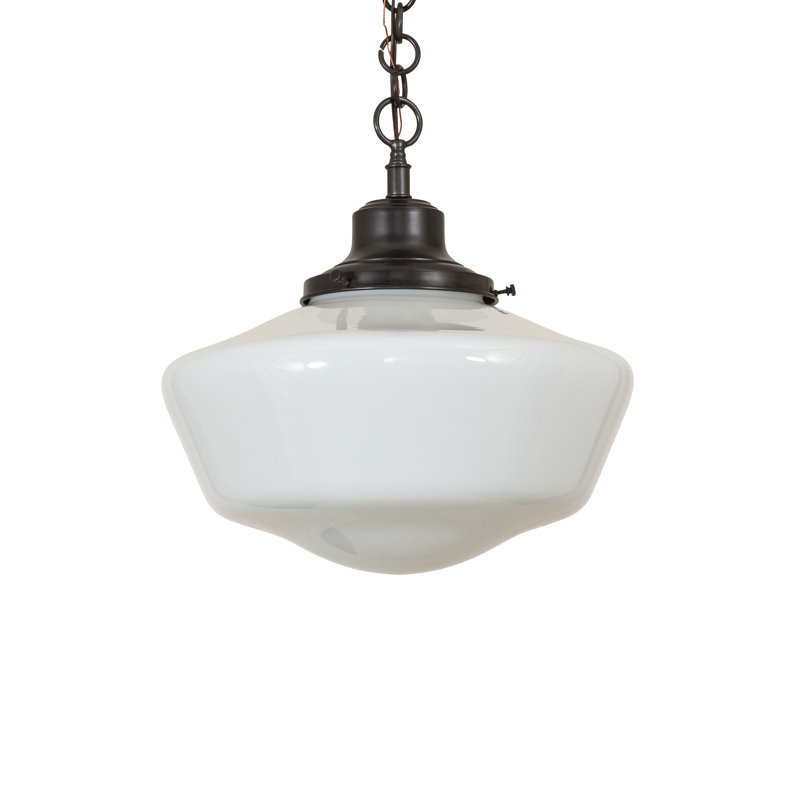 16" Wide Revival Schoolhouse W/Traditional Globe Pendant