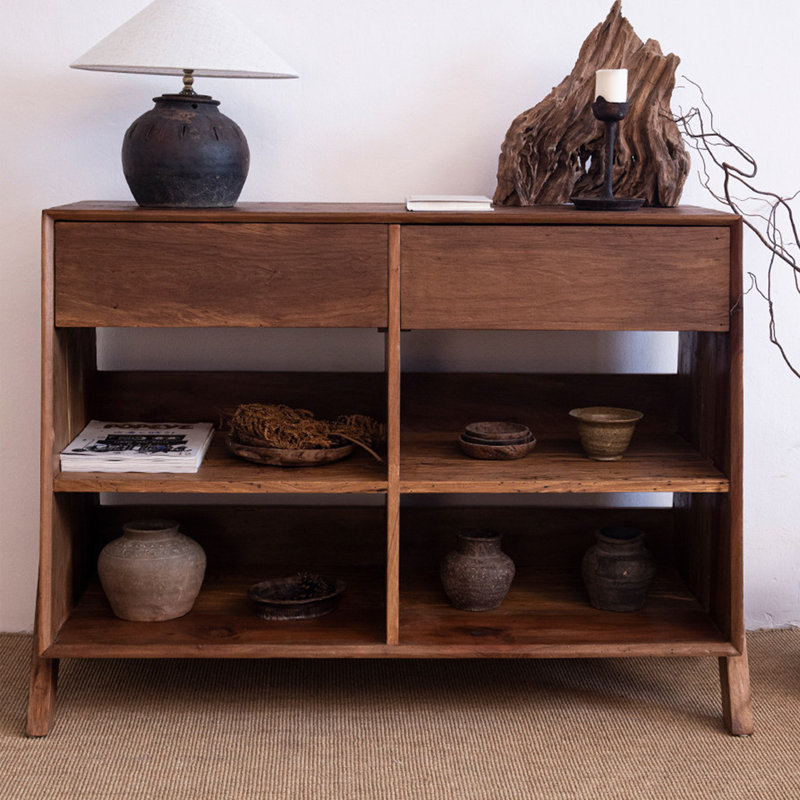 Vitrine de style Wabi-sabi, H 35,43 po x l 47,24 po x P 19,69 po