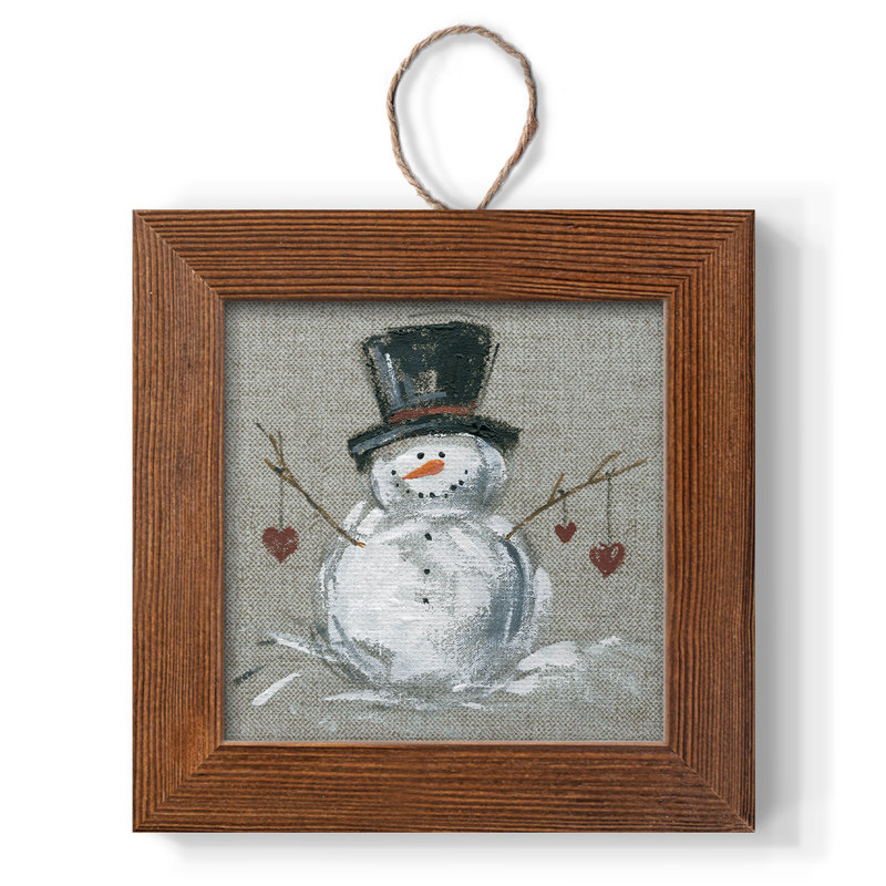 Ornement photo en lin bonhomme de neige II