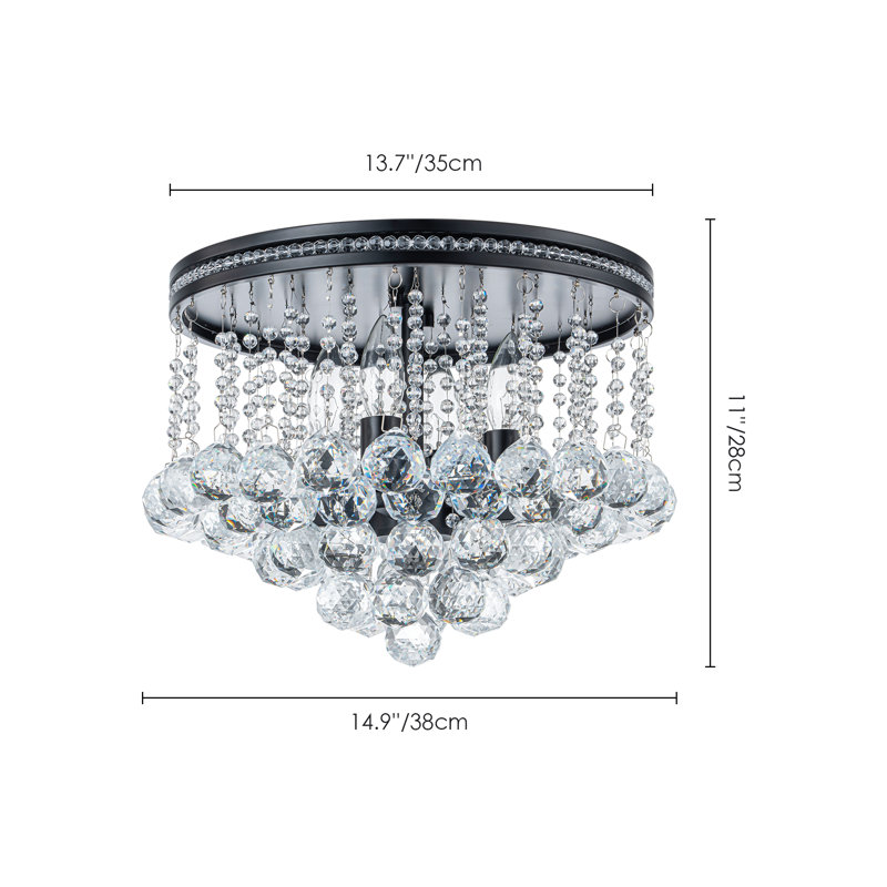  4-Light Modern Dimmable Crystal Flush Mount for Entryway