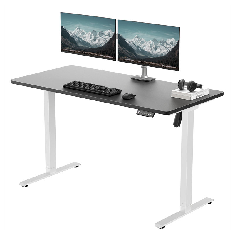  Height Adjustable Standing Desk, Black/White, 46.3" H x 47.3" H x 23.6" D